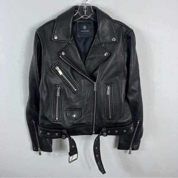Anine Bing Benjamin Moto Biker Leather Jacket Size Small